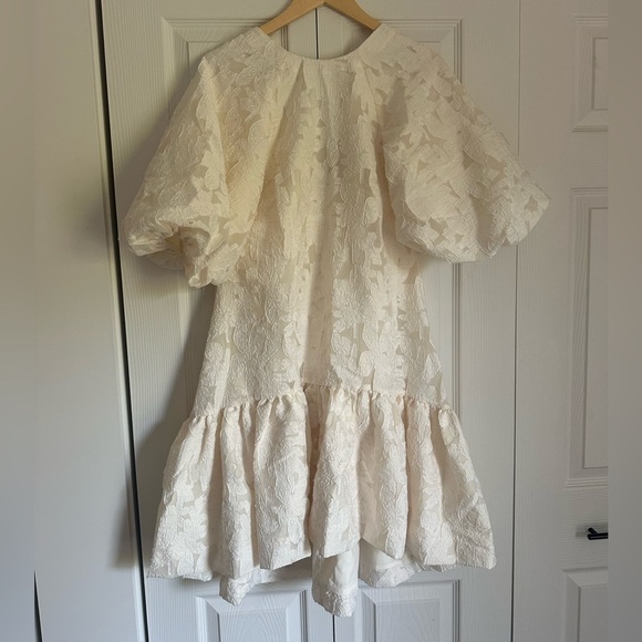 ASOS EDITION textured smock dress with tiered hem in cream - Picture 5 of 12
